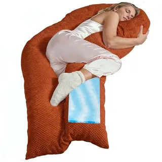 Traumreiter Seitenschläferkissen Traumreiter U Visco Kissen mit Bezug Velour Deluxe orange 165 cm
