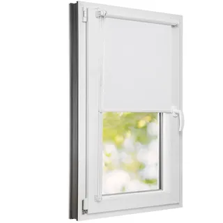 Estika Rollo für Fenster ohne Bohren - 90cm x 150cm - Weiß - 25 Stofffarben, Klemmfix Montage, Fensterrollos für innen, Sichtschutz für Fenster und Balkontür (90 cm Stoffbreite)