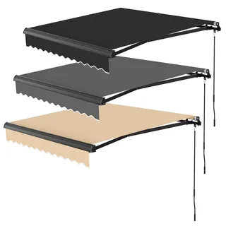 Peviasot Elektrische Markise 300x200 cm, Gelenkarmmarkise mit Fernbedienung für Balkon und Terrasse, wetterfester Sonnenschutz mit 0-45° Neigung, inkl. Montagematerial Hellgrau
