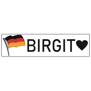 Nummernschild mit Text oder Namen selbst gestalten ✓ Witterungsbeständig ✓ Deutschland Flagge Individuelle Namensschilder, Aluminium-Schild | Autoschild mit Fahne | Aluschild, Kfz-Kennzeichen-Schilder