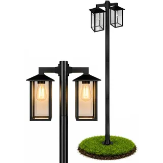 MasterLED Mastleuchte Hermes 2 x E27 IP54 220cm Schwarz für Garten - Schwarz