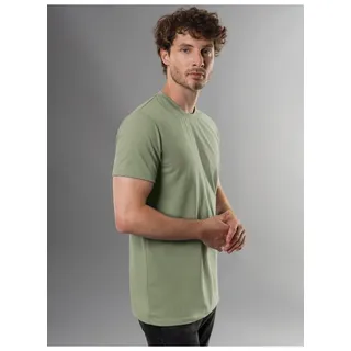 T-Shirt TRIGEMA "TRIGEMA Slim Fit T-Shirt aus DELUXE Baumwolle", Herren, Gr. L, grün (salbei), Single Jersey, 100% Baumwolle, Basic, normal, Rundhals, Shirts T-Shirt