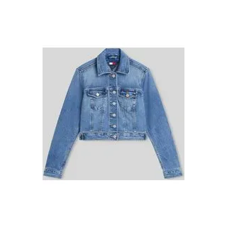 Cropped Fit Jeansjacke aus Baumwoll-Mix, Jeansblau, S