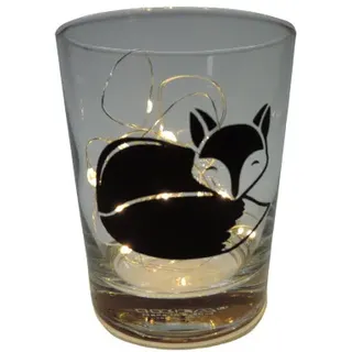Deko Teelicht Glas Windlicht print "Fuchs" schwarz Handmade Dekoration