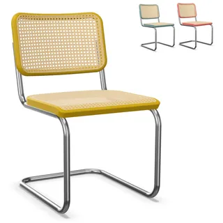 THONET S 32 V | Konfigurator Buche farbig gebeizt | Stahlrohr-Freischwinger | Gestell verchromt