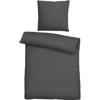 biberna Premium Tencel Bettwäsche Garnitur 135x200 cm grau | 100% Lyocell | pflegeleicht, weich, glatt, temperaturregulierend | Reißverschluss | Sommerbettwäsche aus Eukalyptus | Uni | Modell 0470500
