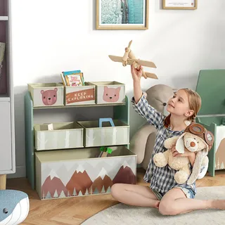 zonekiz Kinderregal mit 6 Boxen 63 x 30 x 66 cm MDF Kunststoff lackiert grün