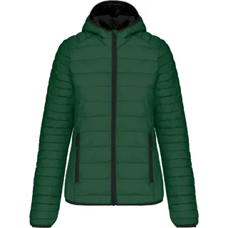 Kariban Leichte Damen-Steppjacke mit Kapuze - Grün - XXL