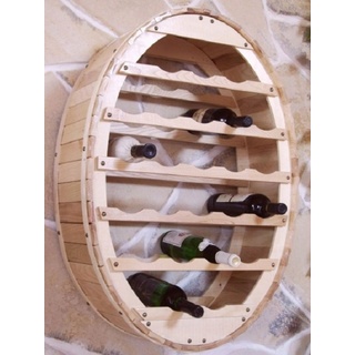 DanDiBo Weinregal Holz Wand Weinfass 24 Flaschen Natur Wandregal Flaschenregal, Flaschenhalter Fass