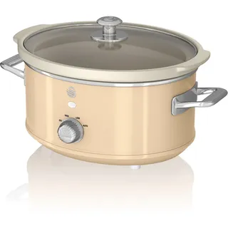 Swan Retro Slow Cooker 3,5L, Antihaft-Keramisches PFOA- und PTFE-freies, Vintage 200W