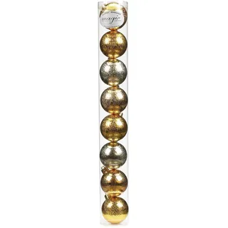 MAGIC 8 Christbaumkugeln 6cm Metallic (Bright Gold Mix) Kunststoff bruchfest // Dekokugeln Weihnachtskugeln Baumkugeln Baumschmuck Set Inge-Glas Plastik PVC 60mm