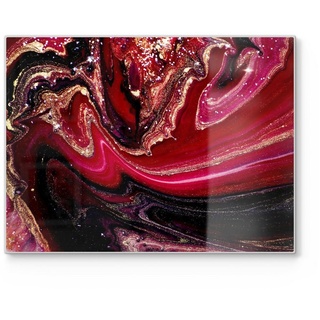 DEQORI Schneidebrett 'Marmor-Lavafluss', Glas, Platte Frühstücksbrett Schneideplatte rot 40 cm x 30 cm