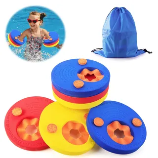 Schwimmscheiben für Kinder 6Pcs Schwimmen Float Discs mit Aufbewahrungstasche Arm Schwimmplatte Eva Rund Delphin Schwimmscheiben Geeignet für Junge Mädchen im Alter von 3-6 Jahren Schwimmen zu Lernen