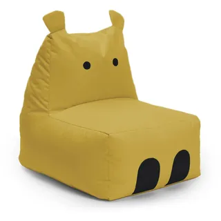 Lumaland Kindersitzsack Hippo | Sitzsack Tier Familie für Kinder | Wasserabweisender Bean Bag für Indoor & Outdoor | Pflegeleichtes Material | 80 x 70 x 65 cm & 2,9 kg leicht [Gelb]