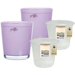 Heimwerkercenter Übertopf MePla - 2 Stück - Glas-Orchideenkübel ø 12,5 Pink + Pflanztopf 12 rosa