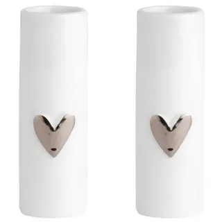 Räder Design Dekovase Mini Herz Silber 2er Set weiß