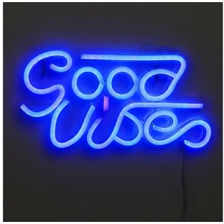 Rosnek LED Dekolicht Mehrere Muster, LED-Neonlicht, für Bar Party Schlafzimmer Wanddeko, mit Rückwand, USB Blau Good Vibes