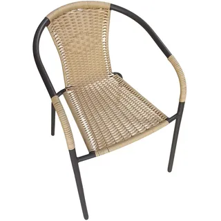 LC Garden »Garvista« Gartenstuhl Braun/Gelb Metall/PE-Rattan Stapelstuhl Bistrostuhl stapelbar