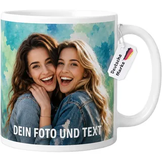 Tasse Personalisiert mit Foto – Fototasse mit eigenem Bild Weiss | Geschenk für Freundin Mutter Partner Familie Geburtstag Party Weihnachten Firmen Logo