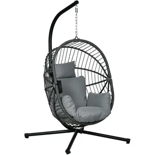 Outsunny Hängesessel Hängeschaukel mit Kissen, Hängestuhl mit Klappbarem Sitzkorb