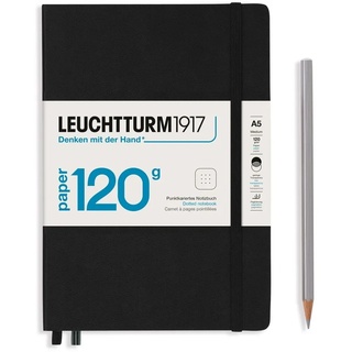 Leuchtturm1917 Notizbuch 120g Medium Hardcover A5 Schwarz, punktkariert