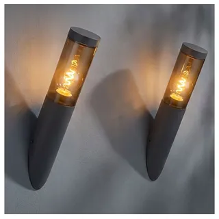 GLOBO LIGHTING Außen-Wandleuchte, Leuchtmittel nicht inklusive, 2x Außenwandlampe Wandleuchte Edelstahl Wandleuchte Fackel
