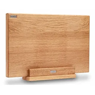 Schneidboard Eiche Inkl. Halter - Großes Design Schneidebrett Aus Holz Mit Halter - Made in Germany - 45x29x3,8 cm