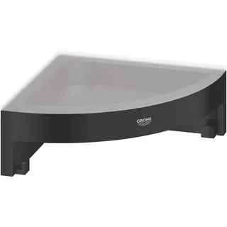 GROHE Start Cube, Eck-Seifenschale für die Dusche oder Badewanne, ohne Bohren (zum Kleben oder Bohren, inkl. Schrauben & Dübel, ohne Kleber, verdeckte Befestigung), eckig, schwarz, 411062430
