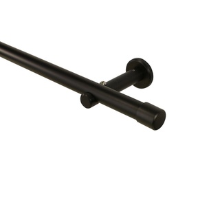 Gardinenstange 20 mm Schwarz Endstück Kappe Wand- oder Deckenmontage, iso-design, Ø 20 mm, 1-läufig, Fixmaß, Metall schwarz Ø 20 mm x 160 cm
