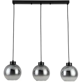 Dieter Knoll Hängeleuchte Smokey, Anthrazit, Chrom, Metall, Glas, Uni,Uni, 18x120x72 cm, Lampen & Leuchten, Innenbeleuchtung, Leuchten nach Räumen, Esstischlampen