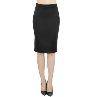 dy_mode Bleistiftrock Damen Bleistiftrock High Waist Kunstleder Optik Midi Rock mit Schlitz in Unifarbe schwarz 36/S