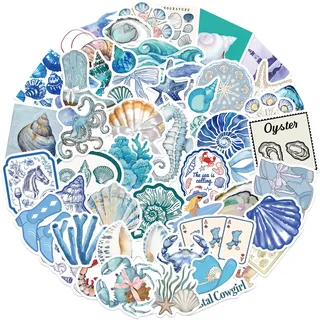 Sommer-Strand Aufkleber Set mit 50 ästhetischen Ozean-Aufklebern für Scrapbook, Laptop, Kühlschrank, MacBook, Kindle, Koffer, Skateboard, Tagebuch, Graffiti, wasserfeste Vinyl-Aufkleber