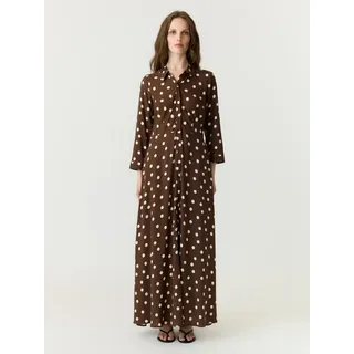 Y.A.S Hemdblusenkleid YASSAVANNA LONG SHIRT DRESS Viskose, loose fit braun M (38)