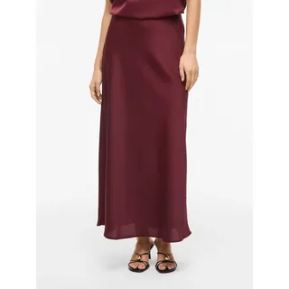 Maxirock VILA "VIELLETTE HW LONG SKIRT - NOOS", Damen, Gr. 36, rot (port royale), Web, Obermaterial: 100% Polyester, unifarben, Basic schmal wadenlang, Röcke Maxirock, Kunstfaser