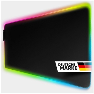 MAXLVL Gaming Mauspad XXL Gaming RGB Mauspad groß - 800 x 300 mm, 14 Beleuchtungs Modi - 7 LED Farben - rutschfest schwarz