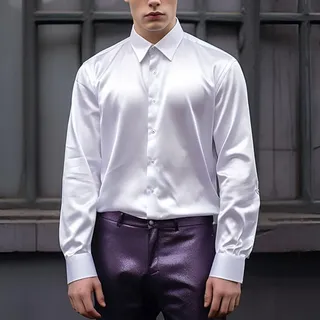 Satin-Seidenhemd für Herren, schmale Passform, langärmelig, lässiger Stil für verschiedene Anlässe