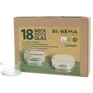 luterna Glas für Teelichter ohne Aluminiumhülle, BIOKEMA, wiederverwendbar, Größe für Teelichter mit Ø38 mm, 18 Stück pro Verpackung