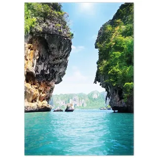 Wallario Teppich Felsenschlucht am Meer in Thailand, rechteckig, rutschfest grün