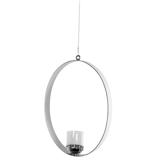 Hängewindlicht FINK "SABINA" Kerzenhalter Gr. B/H/T: 35 cm x 46 cm x 4 cm, silberfarben Windlichter Laternen Kerzenhalter aus Edelstahl und Glas