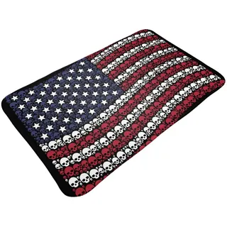 MUMICO Rutschfester Teppich mit Totenkopf-Motiv, Motiv: USA-Flagge, für Schlafzimmer, Wohnzimmer, Küche, Wohnheim, Eingangsbereich, Flur, Zuhause, dekorativ, 50 x 80 cm