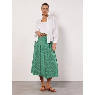 Apricot Midirock Mosaic Crinkle Belted Skirt, mit Flechtguertel grün XS (34)APRICOT
