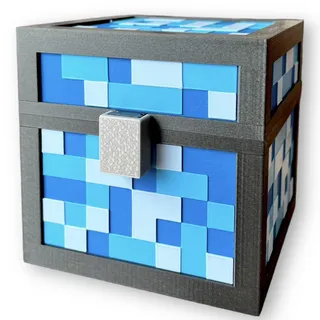 KAJAWIS Pixel Sparschwein Spardose für Kinder – Pixel-3D Design Box aus PLA-Biokunststoff, Mehrfarbig (Blau, XL)