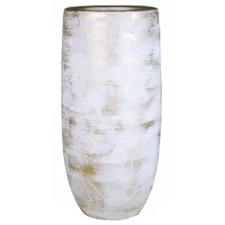 INNA-Glas Dekovase Keramik Blumenkübel AETIOS, Farbverlauf, weiß-Gold, 35cm, Ø18cm weiß