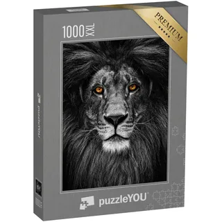 Puzzle 1000 Teile XXL „Porträt eines Löwen mit feurigem Blick“ – aus der Puzzle-Kollektion Löwen, Raubtiere, Tiere in Savanne & Wüste