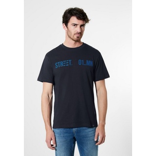 STREET ONE MEN T-Shirt aus Jersey in Unifarbe blau M (50)
