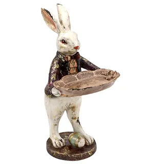 Werner Voß Hase mit Schale Weiß Polyresin 30 cm