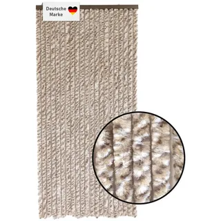 Lemodo Flauschvorhang 90x200cm beige-braun-weiß meliert, Fliegenschutz, Türvorhang Wohnwagen