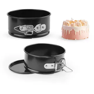 TEKONDA 2 Stück Mini Springform Kleine Kuchenform Runde Backformen Set Cake Mold Schwarz Kuchenbackform für Bäckereien Hochzeiten Küchen Backen