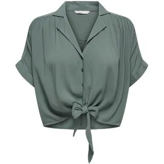 Only Bluse - Onlpaula Life S/S Tie Shirt WVN NOOS - XS - für Damen - Größe XS - grün - XS