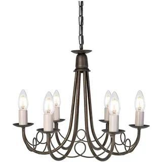 Elstead Lighting, Kronleuchter, Minster Kronleuchter E14 6-fach Schwarz, Gold, Made in UK (48 cm)